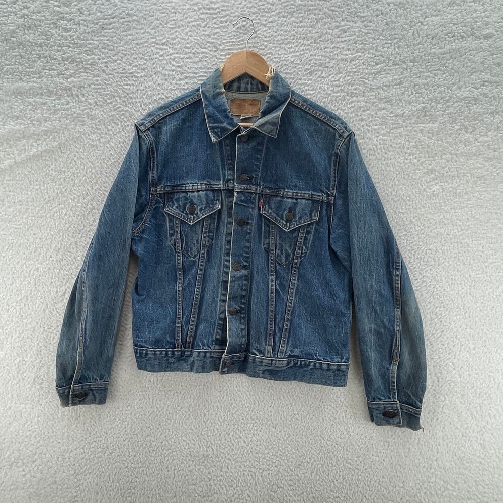 Vintage Levis Trucker Jacket Mens S* Blue Type 3 80s 70s Denim Distressed
